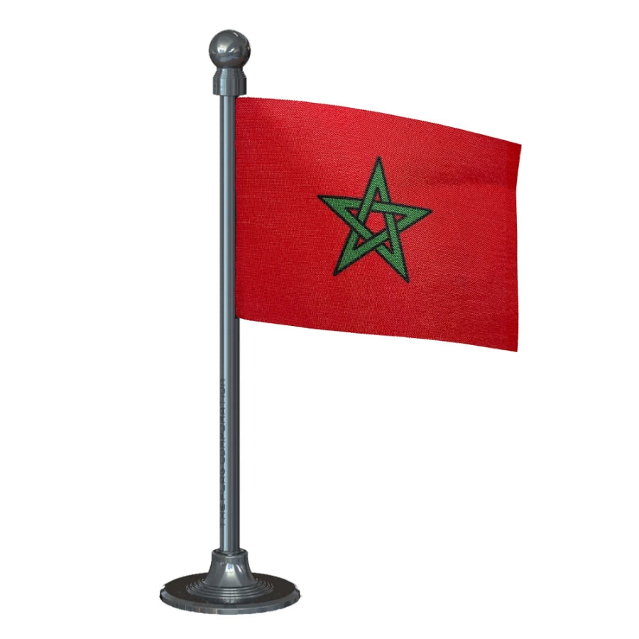 Morocco Car Dashboard Flag of 2in x 3in With A Steel or Plastic Base