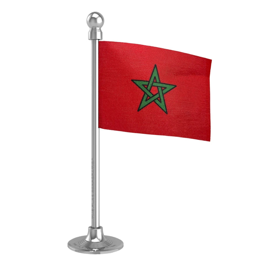Morocco Car Dashboard Flag of 2in x 3in With A Steel or Plastic Base