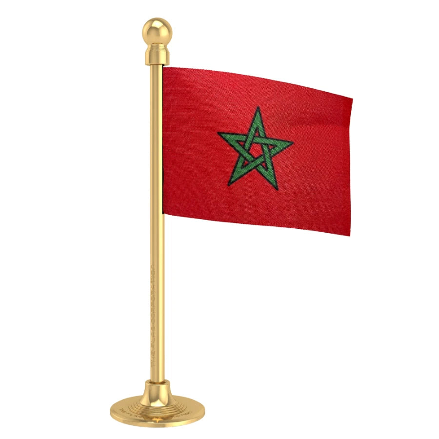 Morocco Car Dashboard Flag of 2in x 3in With A Steel or Plastic Base