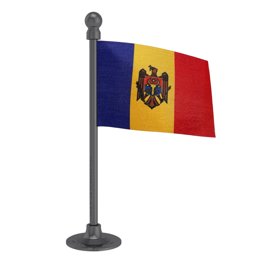 Moldova Car Dashboard Flag of 2in x 3in With A Steel or Plastic Base