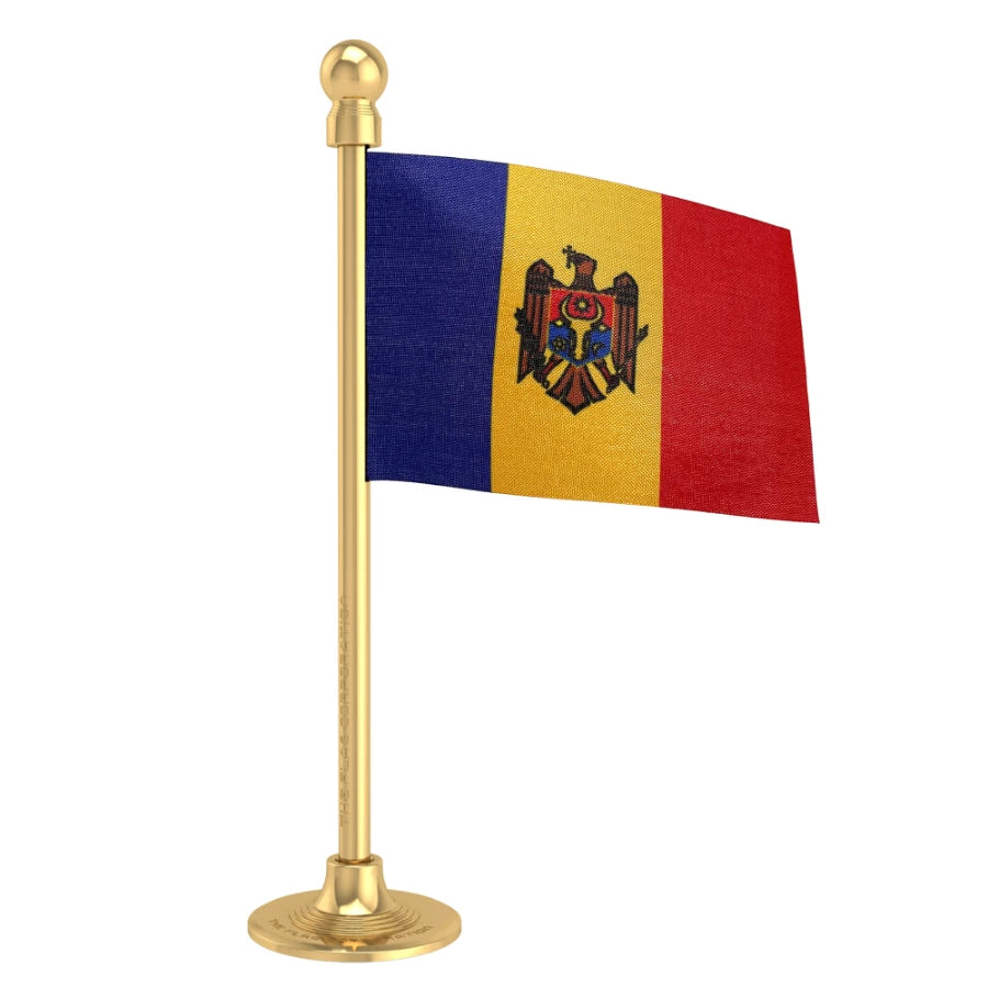 Moldova Car Dashboard Flag of 2in x 3in With A Steel or Plastic Base