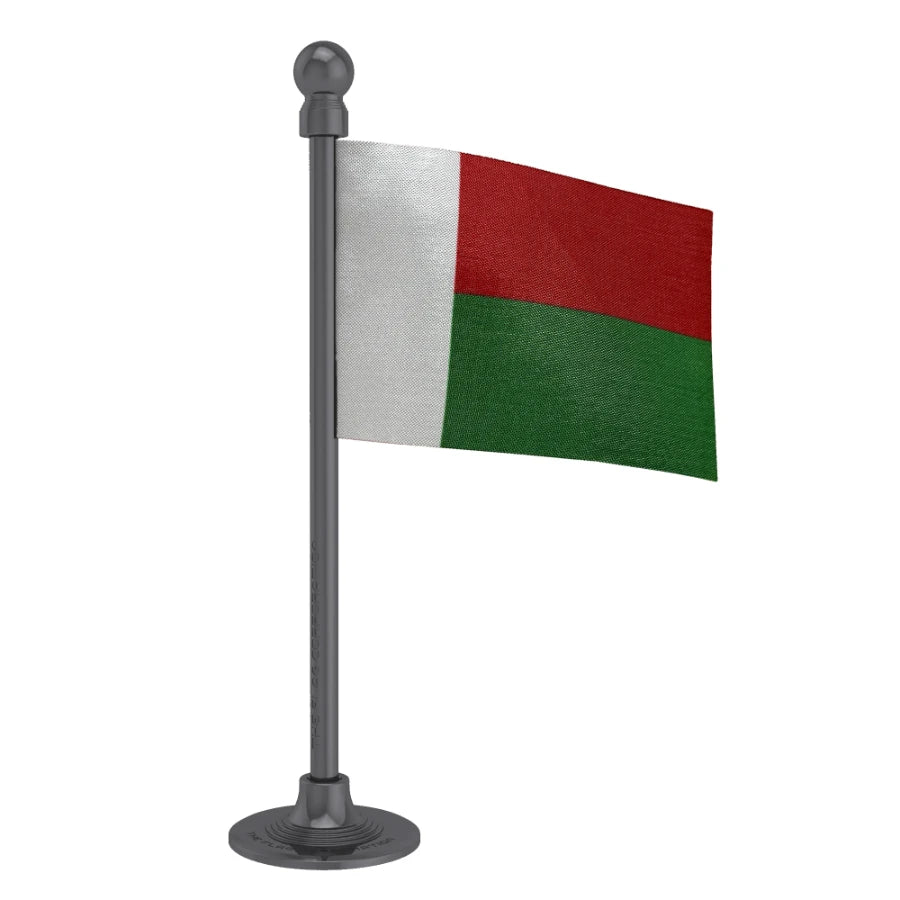 Madagascar Car Dashboard Flag of 2in x 3in With A Steel or Plastic Base
