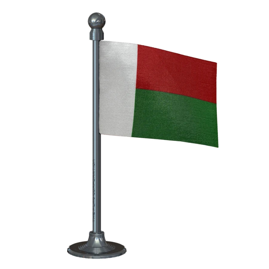 Madagascar Car Dashboard Flag of 2in x 3in With A Steel or Plastic Base
