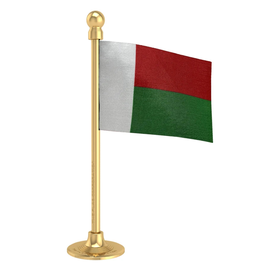 Madagascar Car Dashboard Flag of 2in x 3in With A Steel or Plastic Base
