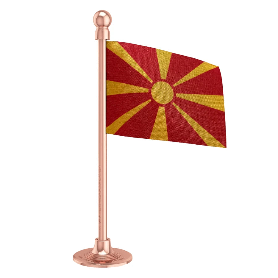 Macedonia Car Dashboard Flag of 2in x 3in With A Steel or Plastic Base