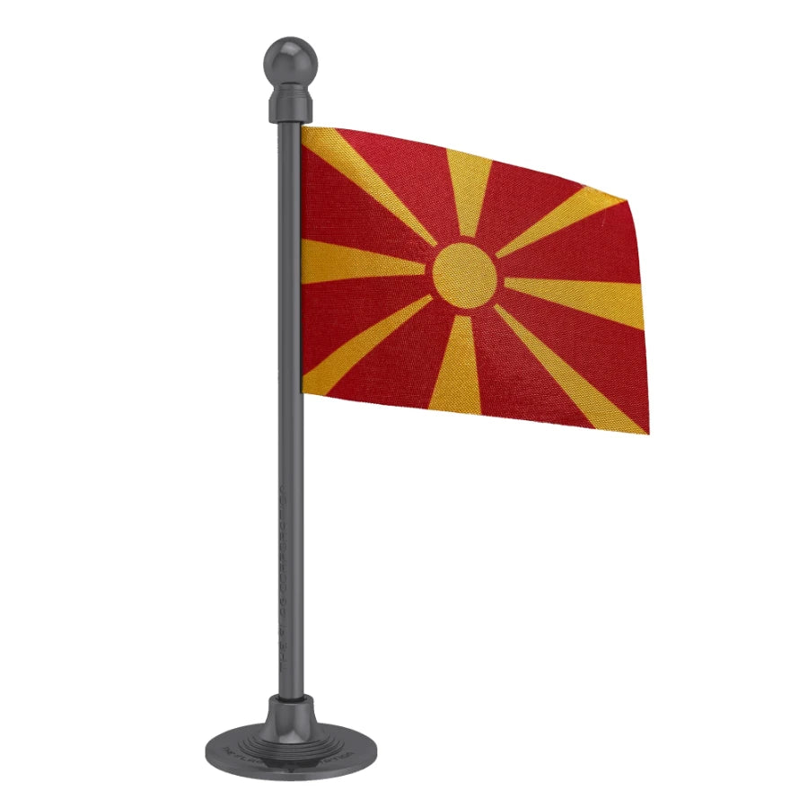 Macedonia Car Dashboard Flag of 2in x 3in With A Steel or Plastic Base