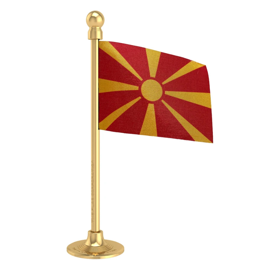 Macedonia Car Dashboard Flag of 2in x 3in With A Steel or Plastic Base
