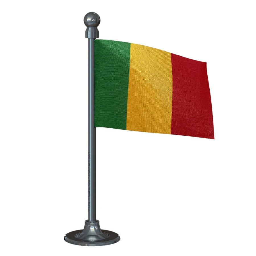 Mali Car Dashboard Flag of 2in x 3in With A Steel or Plastic Base