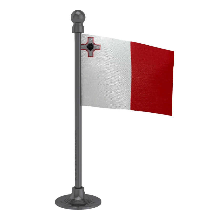 Malta Car Dashboard Flag of 2in x 3in With A Steel or Plastic Base