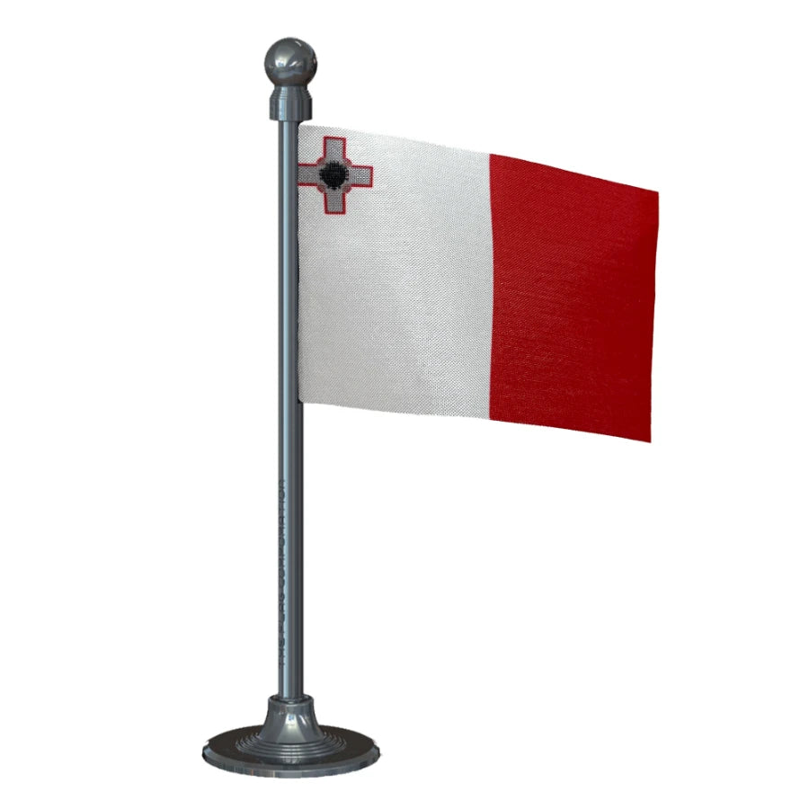 Malta Car Dashboard Flag of 2in x 3in With A Steel or Plastic Base