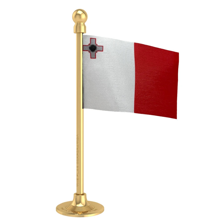 Malta Car Dashboard Flag of 2in x 3in With A Steel or Plastic Base