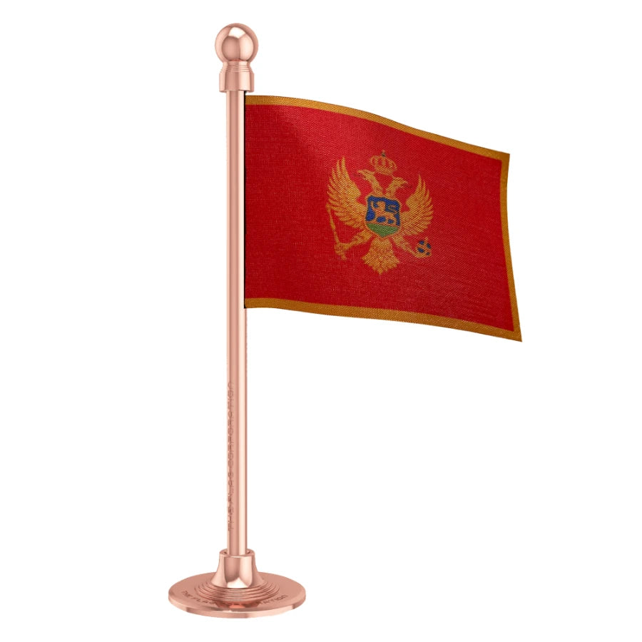 Montenegro Car Dashboard Flag of 2in x 3in With A Steel or Plastic Base
