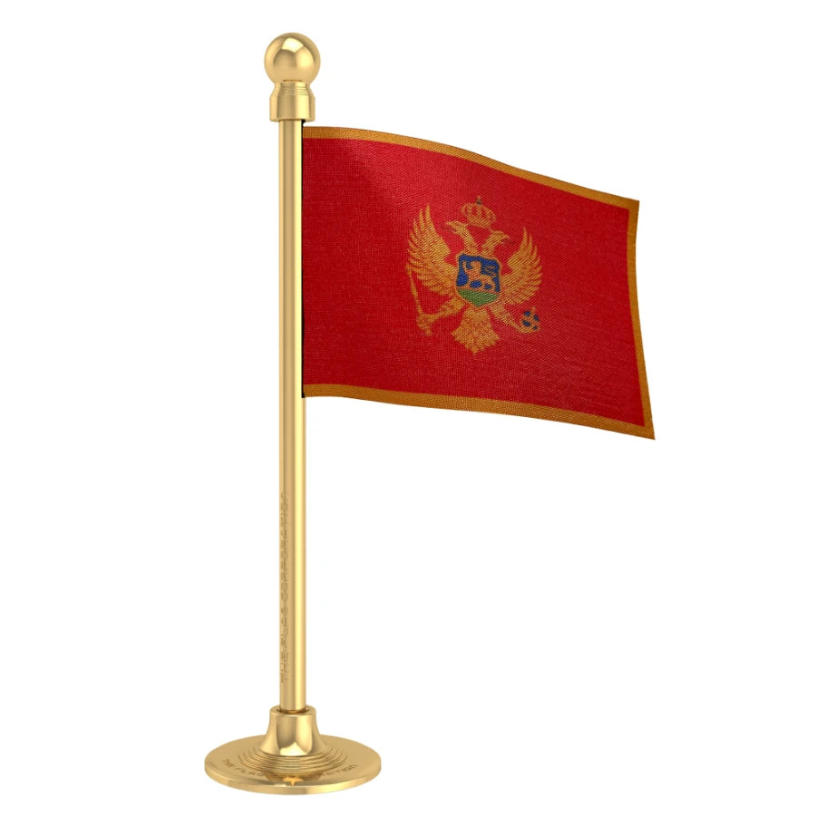 Montenegro Car Dashboard Flag of 2in x 3in With A Steel or Plastic Base