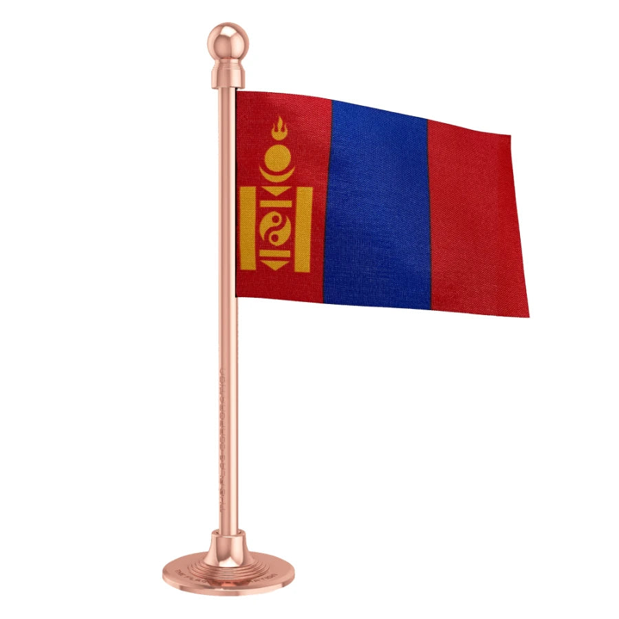 Mongolia Car Dashboard Flag of 2in x 3in With A Steel or Plastic Base