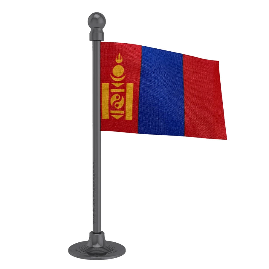 Mongolia Car Dashboard Flag of 2in x 3in With A Steel or Plastic Base