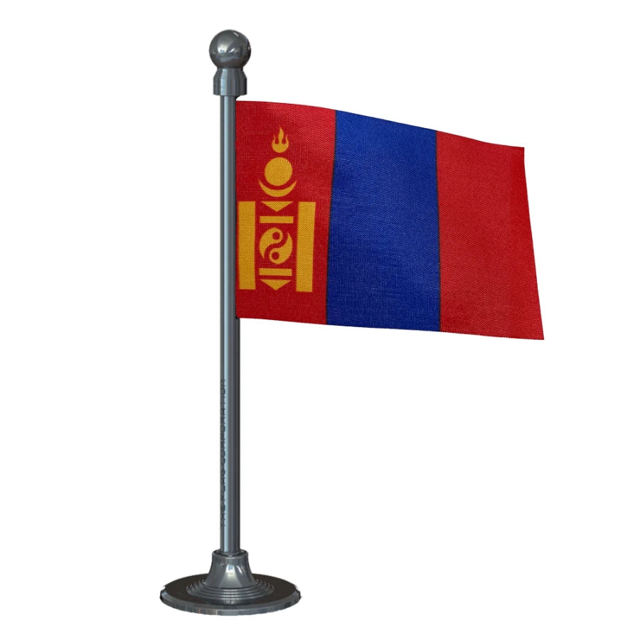 Mongolia Car Dashboard Flag of 2in x 3in With A Steel or Plastic Base