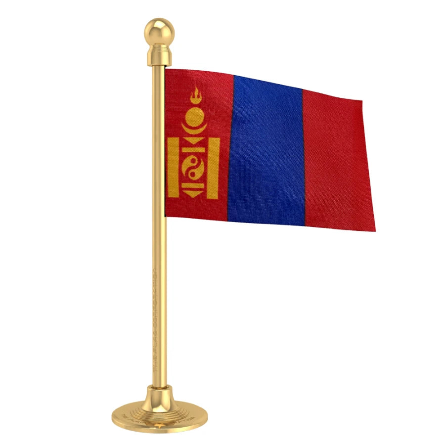 Mongolia Car Dashboard Flag of 2in x 3in With A Steel or Plastic Base