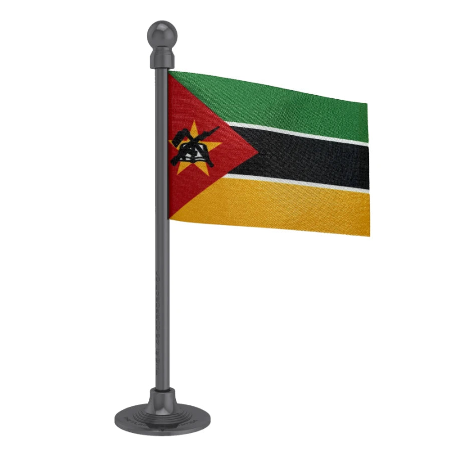 Mozambique Car Dashboard Flag of 2in x 3in With A Steel or Plastic Base