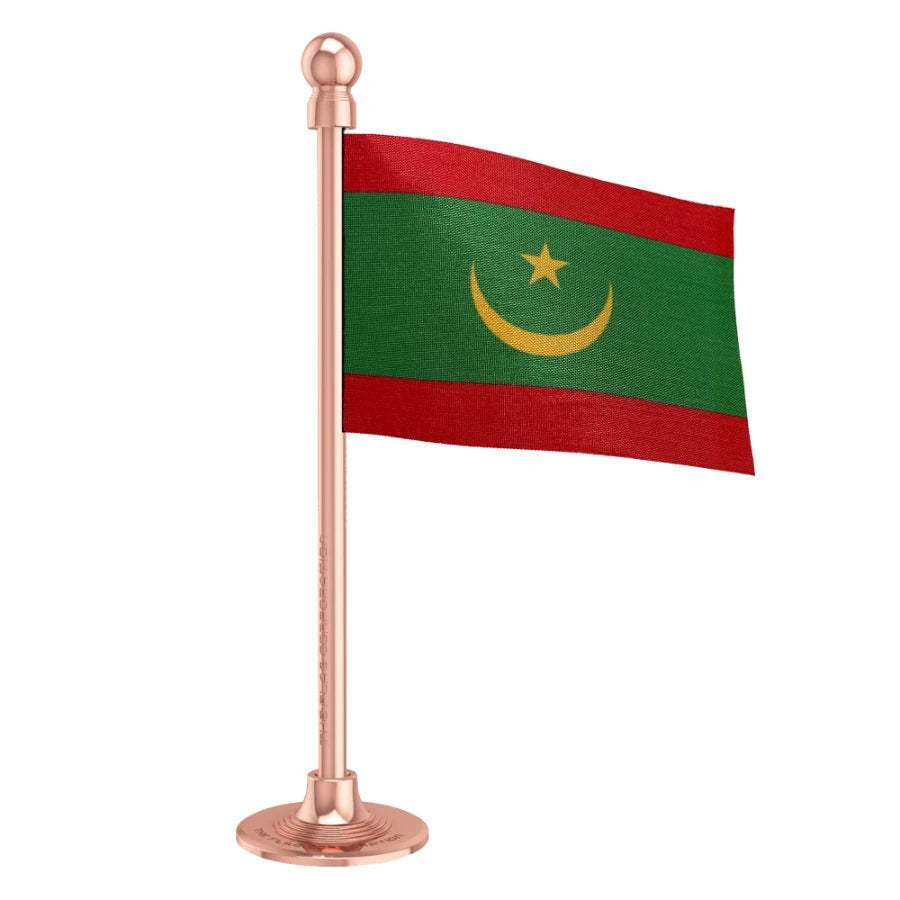 Mauritania Car Dashboard Flag of 2in x 3in With A Steel or Plastic Base