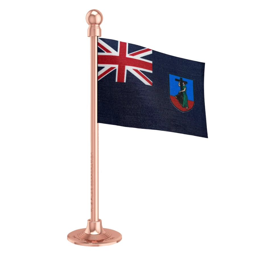 Montserrat Car Dashboard Flag of 2in x 3in With A Steel or Plastic Base