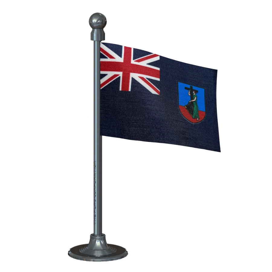 Montserrat Car Dashboard Flag of 2in x 3in With A Steel or Plastic Base