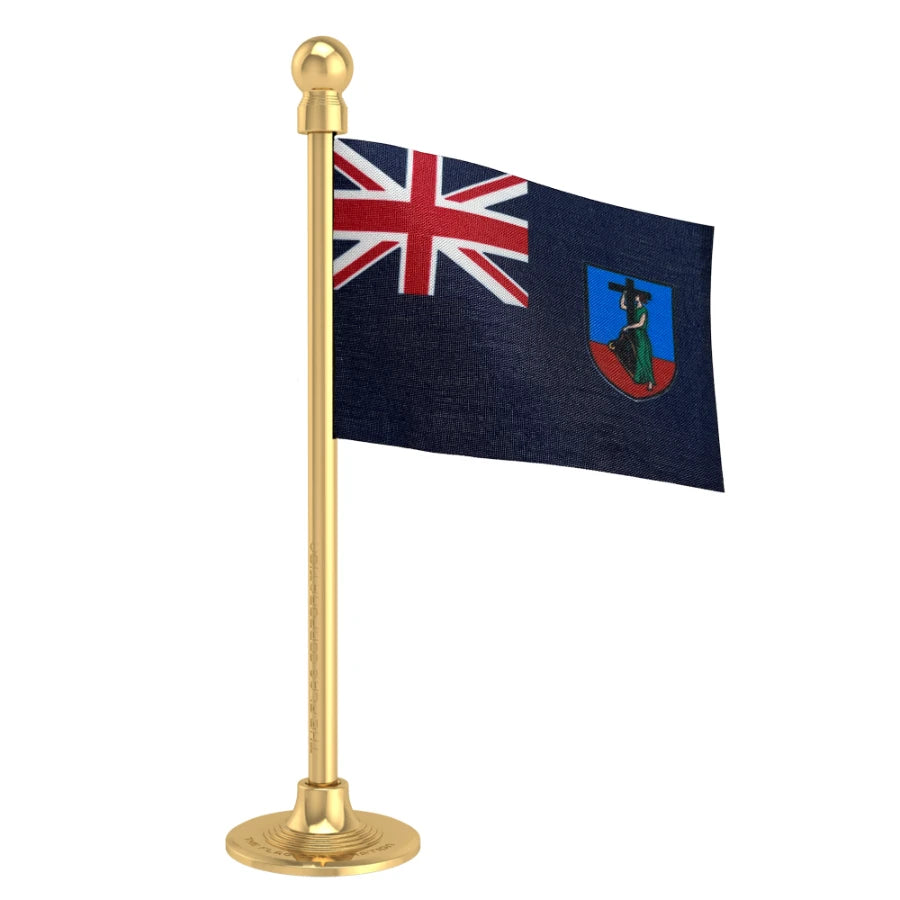 Montserrat Car Dashboard Flag of 2in x 3in With A Steel or Plastic Base