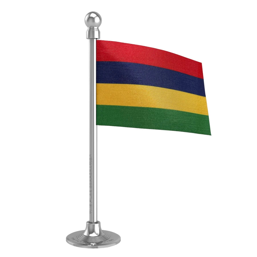Mauritius Car Dashboard Flag of 2in x 3in With A Steel or Plastic Base