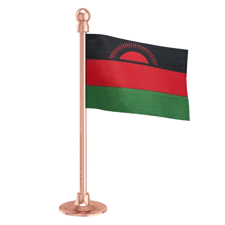 Malawi Car Dashboard Flag of 2in x 3in With A Steel or Plastic Base