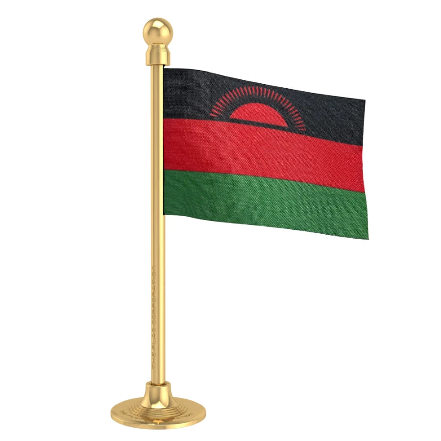 Malawi Car Dashboard Flag of 2in x 3in With A Steel or Plastic Base