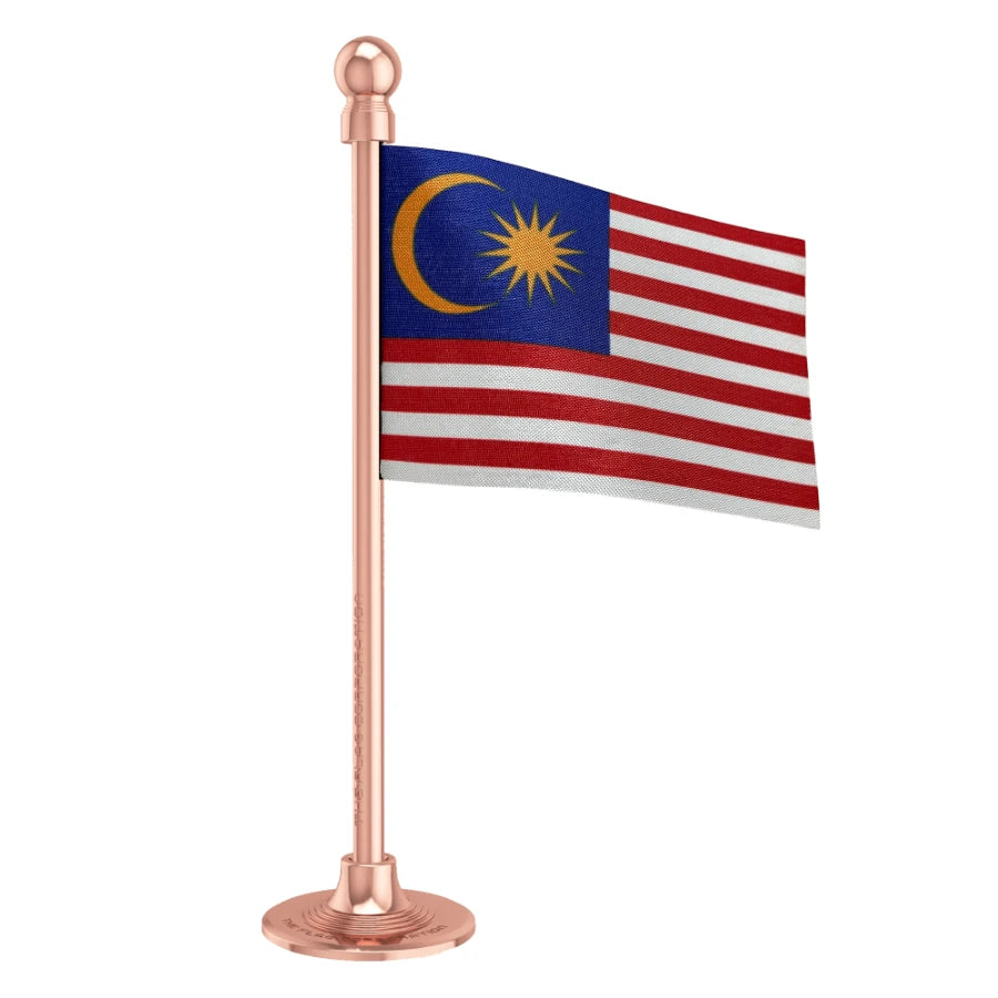 Malaysia Car Dashboard Flag of 2in x 3in With A Steel or Plastic Base