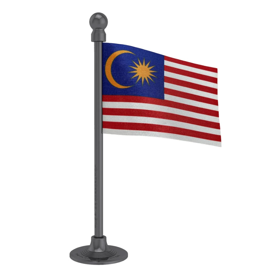 Malaysia Car Dashboard Flag of 2in x 3in With A Steel or Plastic Base