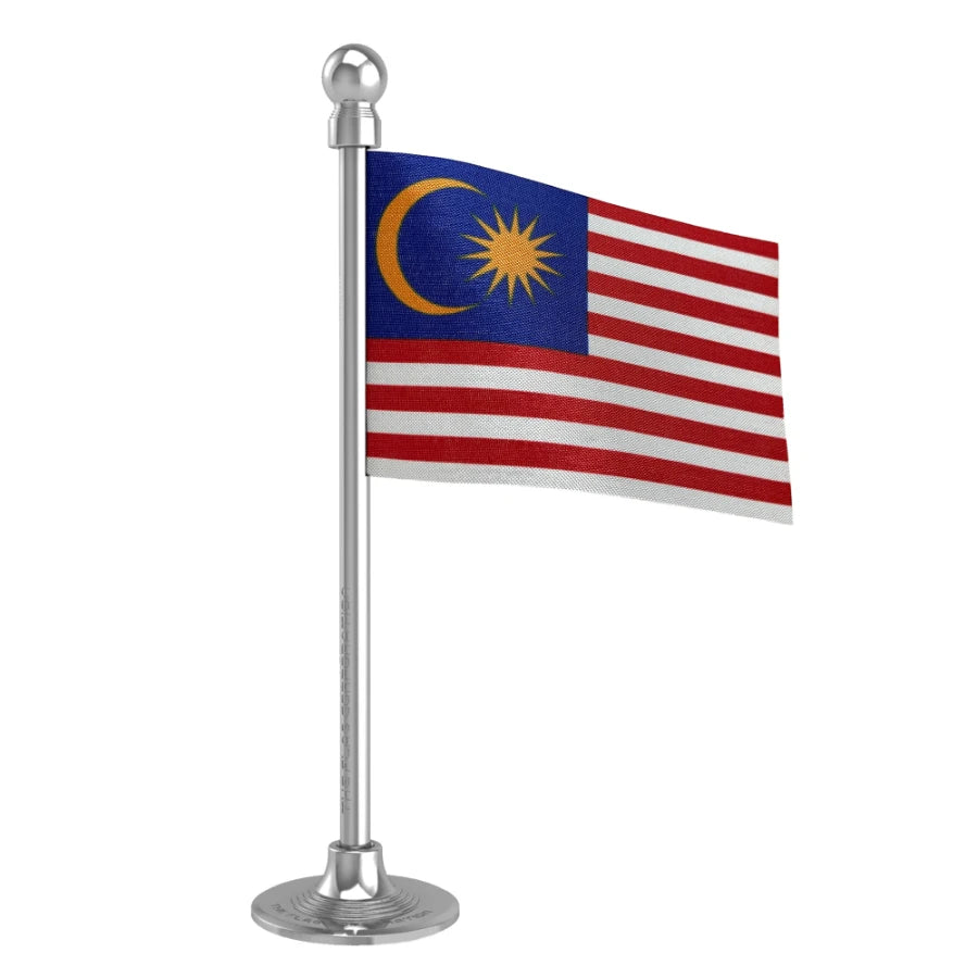 Malaysia Car Dashboard Flag of 2in x 3in With A Steel or Plastic Base