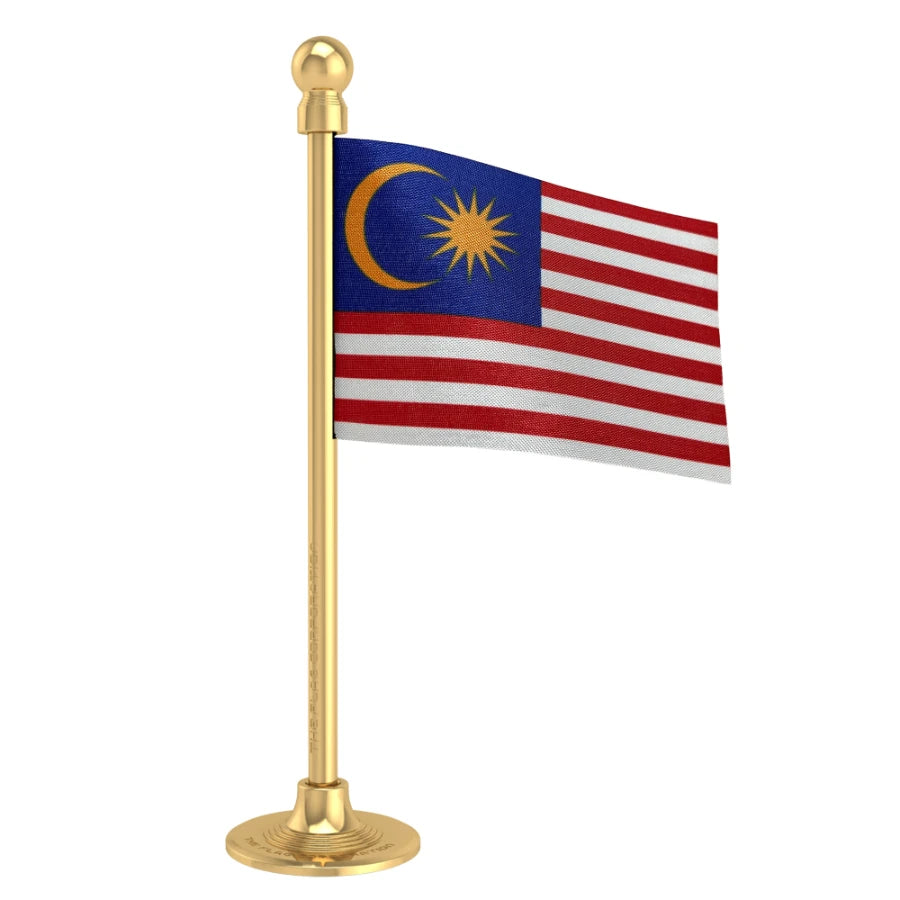 Malaysia Car Dashboard Flag of 2in x 3in With A Steel or Plastic Base