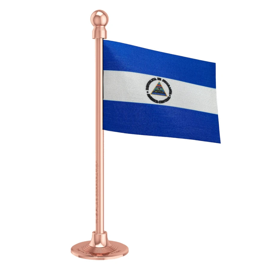 Nicaragua Car Dashboard Flag of 2in x 3in With A Steel or Plastic Base