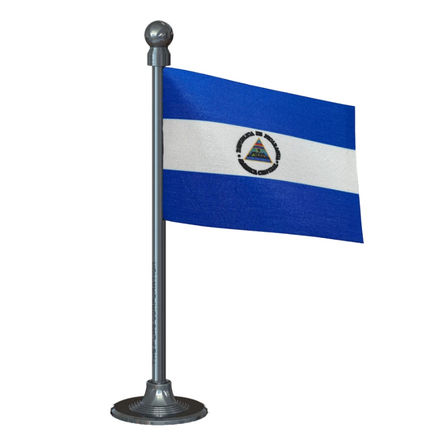 Nicaragua Car Dashboard Flag of 2in x 3in With A Steel or Plastic Base