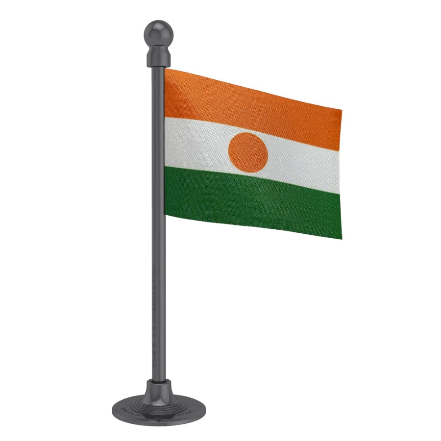 Niger Car Dashboard Flag of 2in x 3in With A Steel or Plastic Base