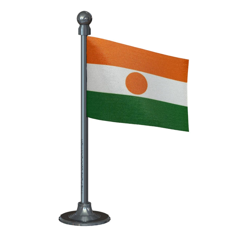 Niger Car Dashboard Flag of 2in x 3in With A Steel or Plastic Base
