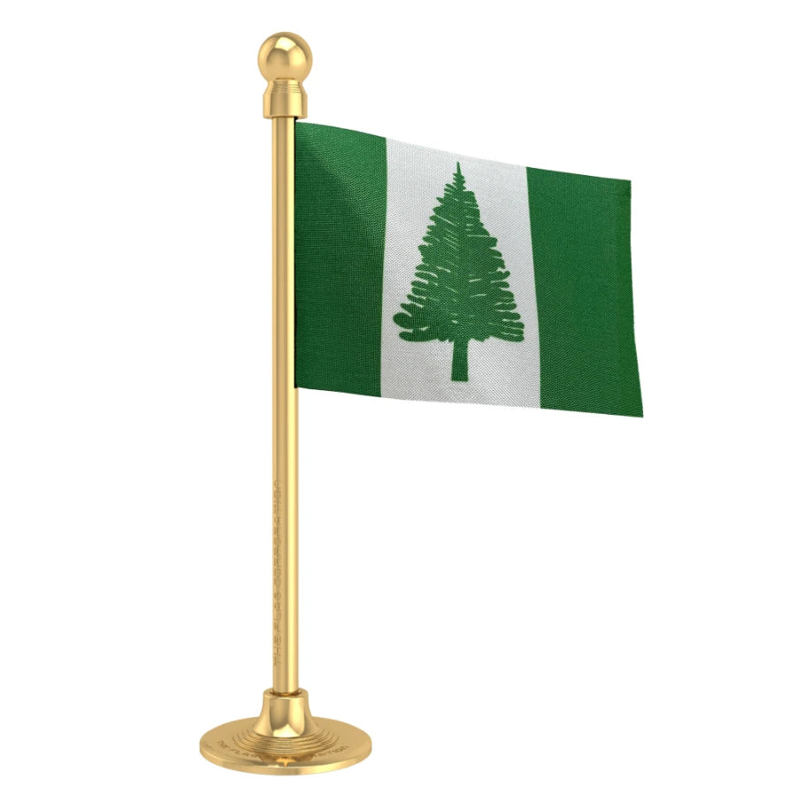 Norfolk Island Car Dashboard Flag of 2in x 3in With A Steel or Plastic Base