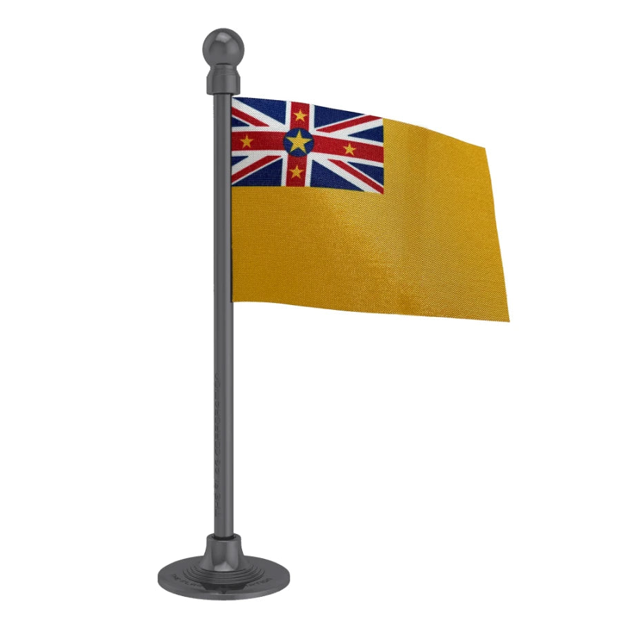 Niue Car Dashboard Flag of 2in x 3in With A Steel or Plastic Base