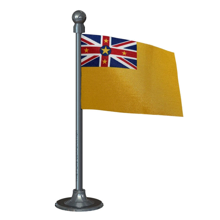 Niue Car Dashboard Flag of 2in x 3in With A Steel or Plastic Base