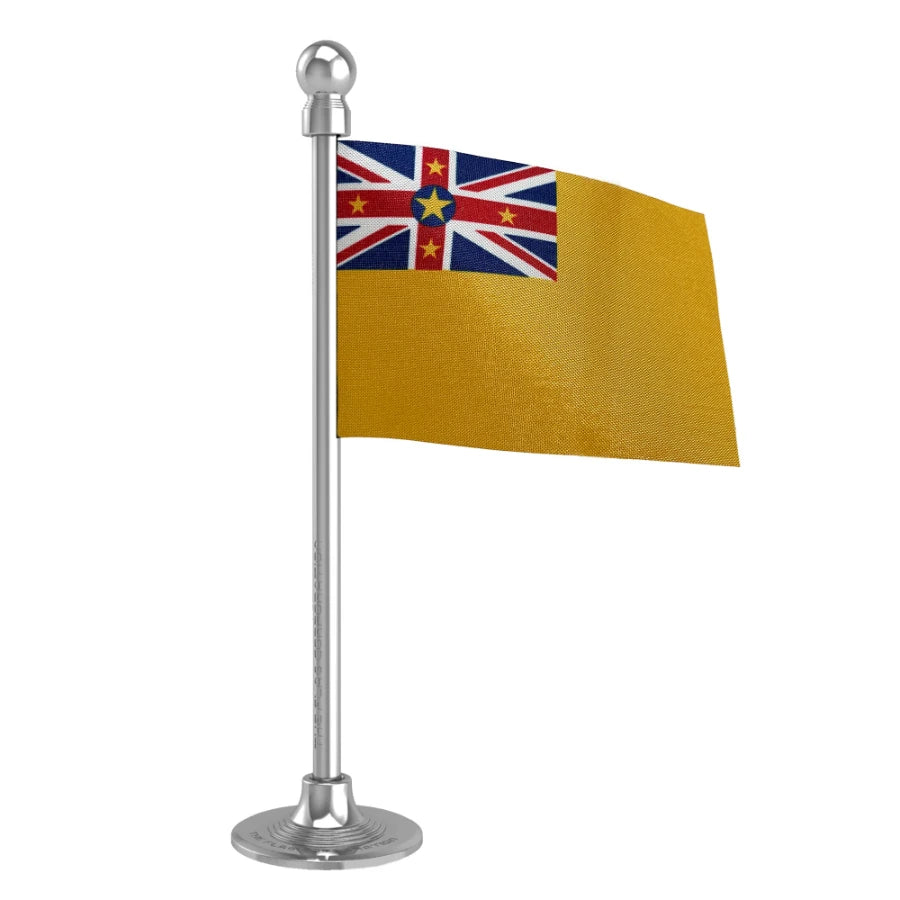 Niue Car Dashboard Flag of 2in x 3in With A Steel or Plastic Base