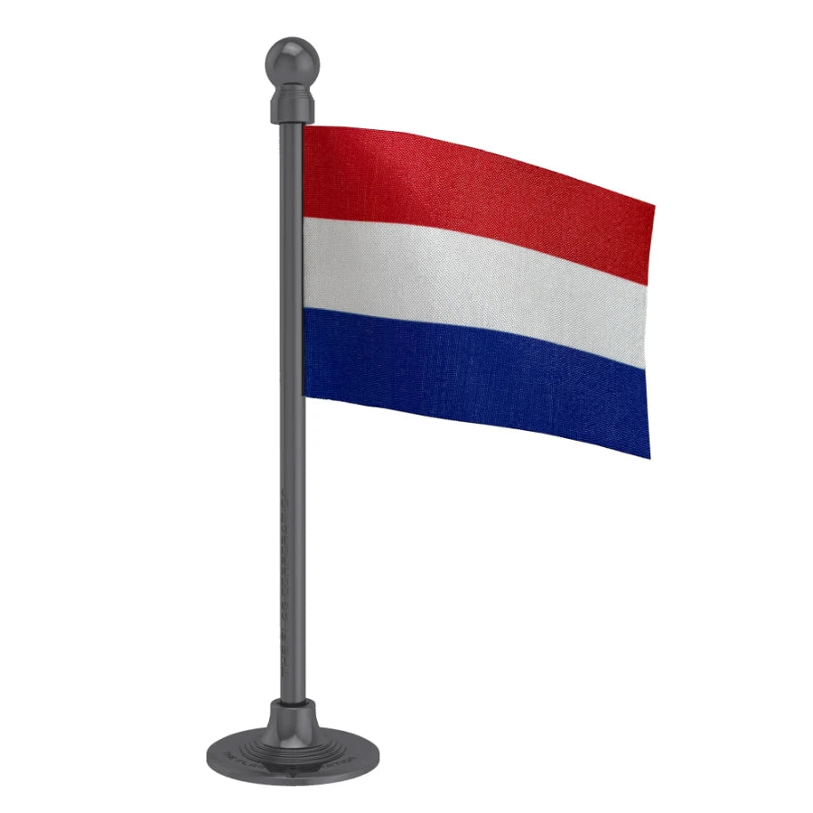 Netherlands Car Dashboard Flag of 2in x 3in With A Steel or Plastic Base