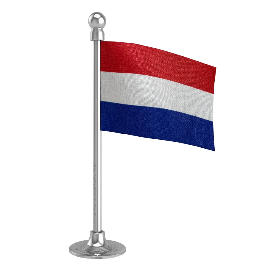 Netherlands Car Dashboard Flag of 2in x 3in With A Steel or Plastic Base