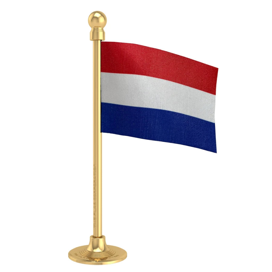 Netherlands Car Dashboard Flag of 2in x 3in With A Steel or Plastic Base