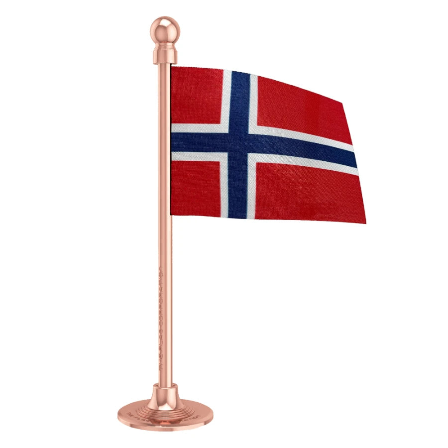 Norway Car Dashboard Flag of 2in x 3in With A Steel or Plastic Base