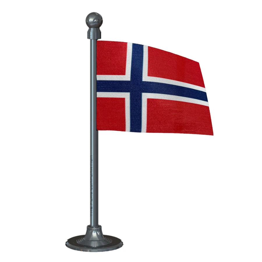 Norway Car Dashboard Flag of 2in x 3in With A Steel or Plastic Base