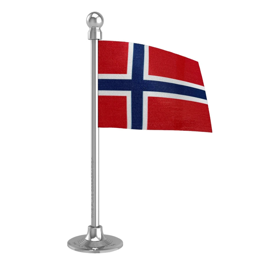 Norway Car Dashboard Flag of 2in x 3in With A Steel or Plastic Base