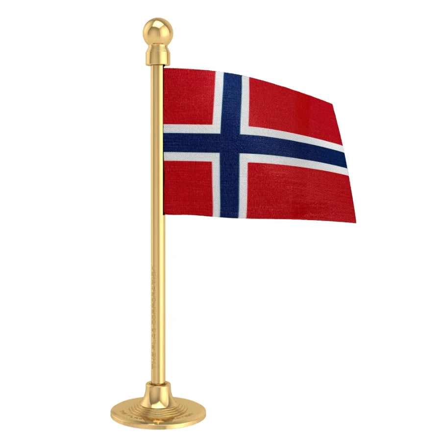Norway Car Dashboard Flag of 2in x 3in With A Steel or Plastic Base