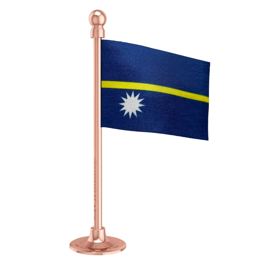 Nauru Car Dashboard Flag of 2in x 3in With A Steel or Plastic Base