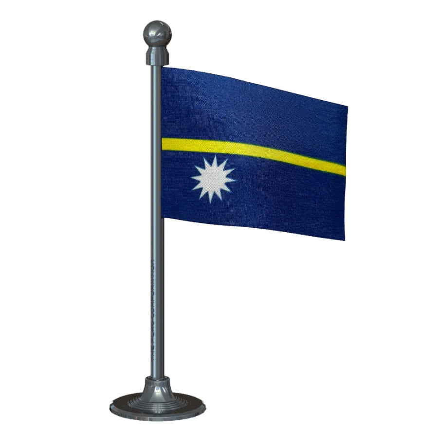 Nauru Car Dashboard Flag of 2in x 3in With A Steel or Plastic Base